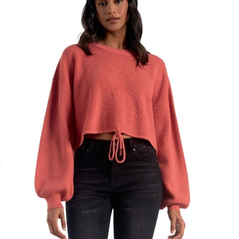 Elan Pink Oversized Balloon Sleeve Cropped Sweater Size Small